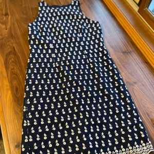 Ann Taylor Navy Blue and White Flower Dress